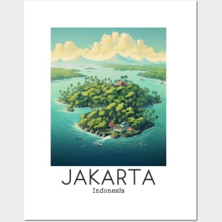 A Vintage Travel Illustration of Jakarta - Indonesia Posters and Art